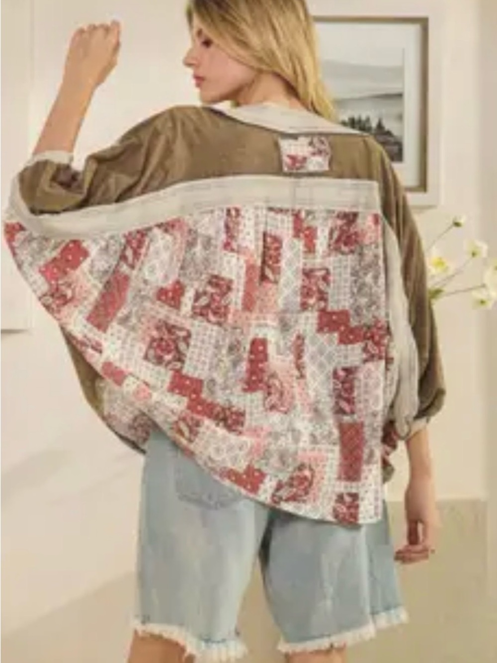 Oli & Hali - Washed Rib Crossed Patchwork Top - Picture 2 of 5